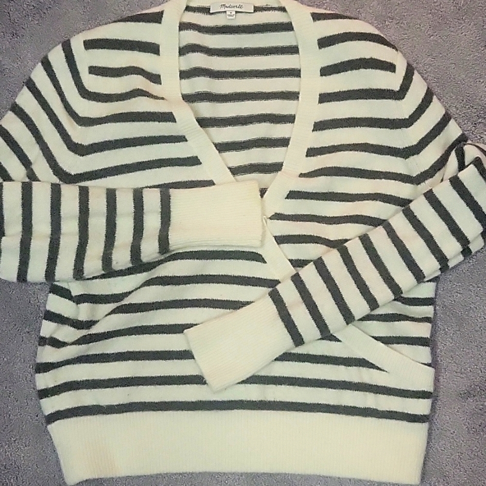 Madewell M faux wrap knit, very soft wool aloaca mix